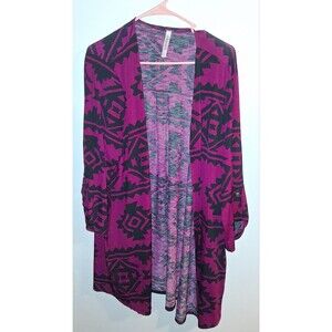 Dear Scarlett Multicolor Geometric 3/4 Roll Tab Sleeve Wrap Sz 3X